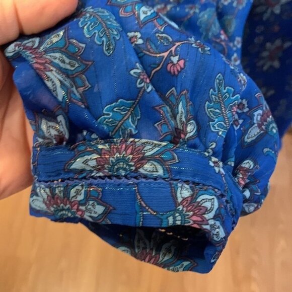 Dalia Royal Blue Floral Long Sleeve Blouse - Picture 4 of 10